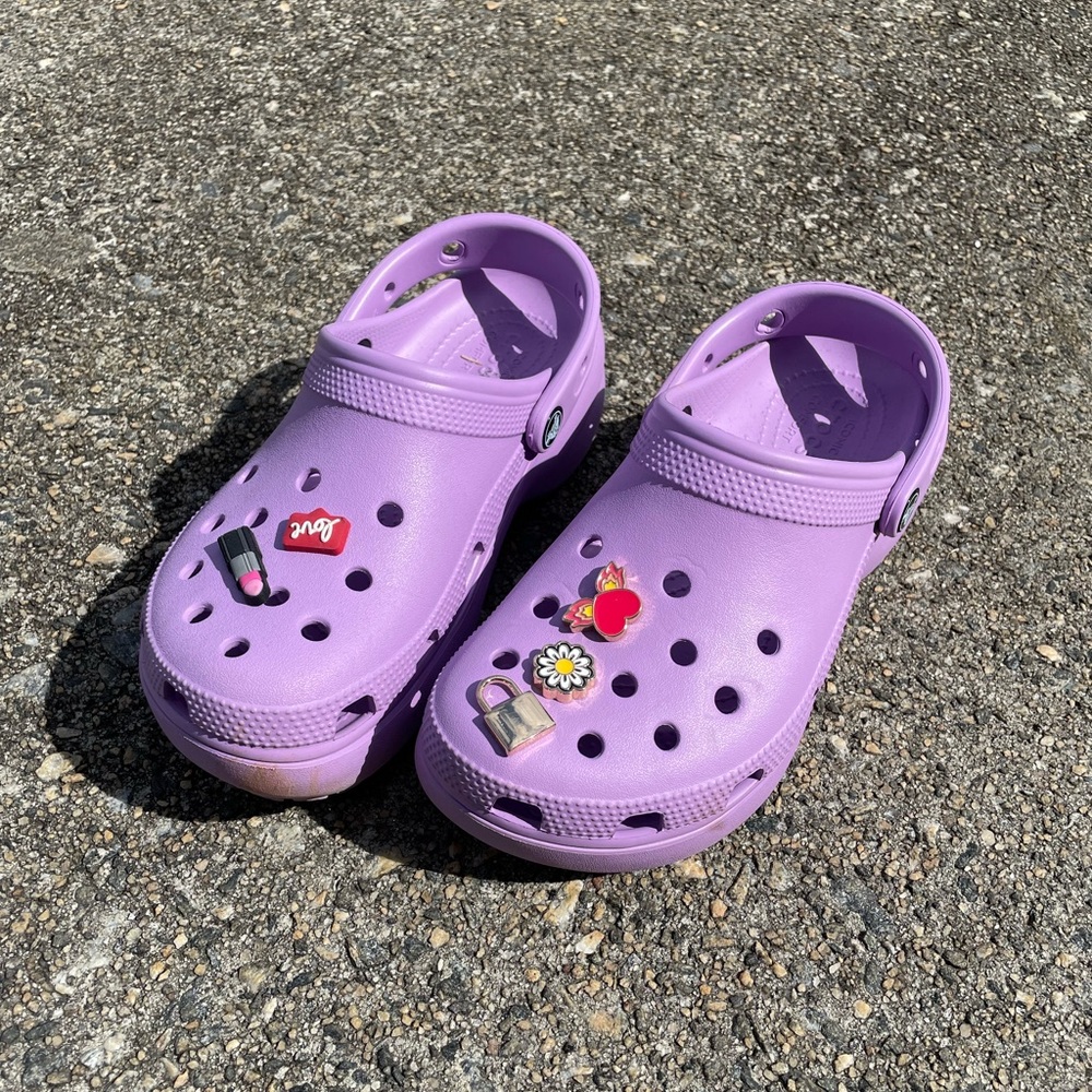 Crocs Womens Class Platforms with charms! Gently used!